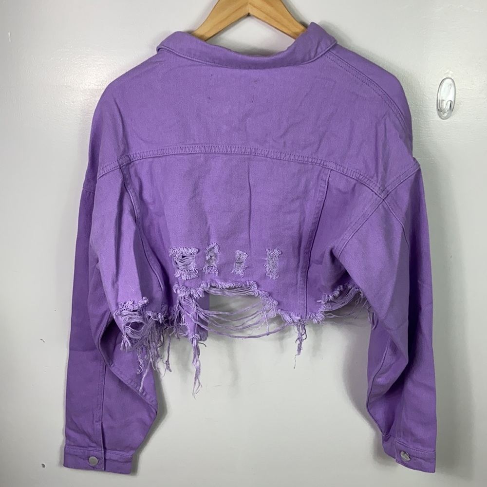 Lavender cropped jean jacket - Picture 5 of 7